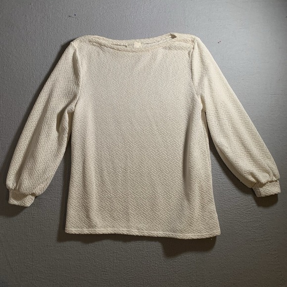 Perfect Peach Sweaters - Puff Sleeve Boat‎ Neck Top Cream Sweater Perfect Peach Boutique Size M